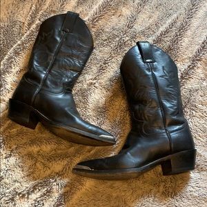 Justin black leather cowboy boots